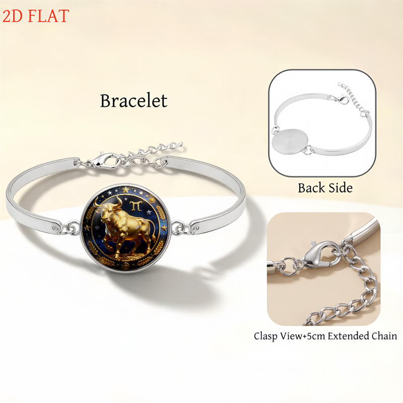 5pc Taurus Zodiac-Themed Necklace, Earrings & Brooch Set